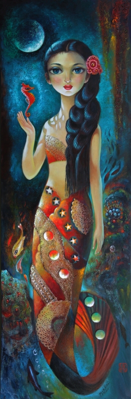 Mermaid and Seahorse by artist Ping Irvin